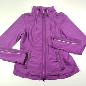 Zella womens solid purple zip up peplum jacket med